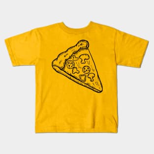 Detailed Pizza Sketch Black Kids T-Shirt